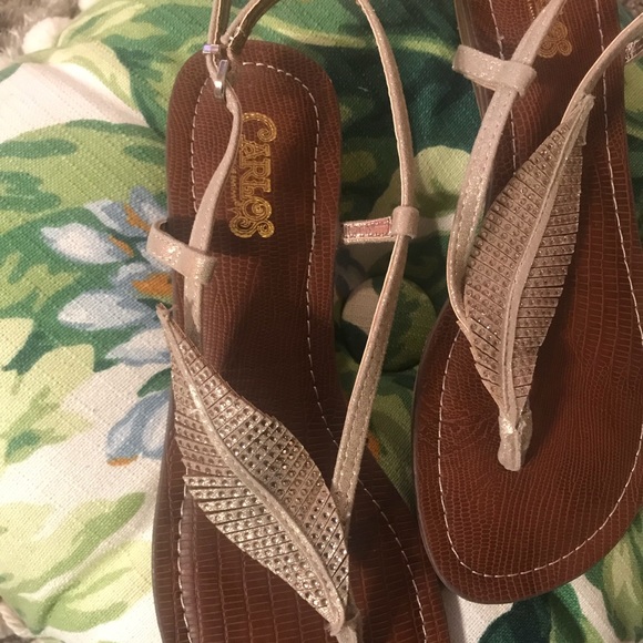 carlos santana gold leaf sandals